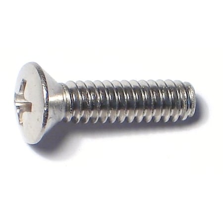 #10-24 x 3/4 in Phillips Oval Machine Screw, Plain 18-8 Stainless Steel, 15 PK